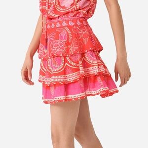 NWT FARM Rio Summer Sunrise Red Mini Skirt